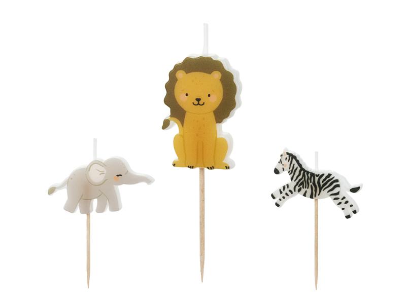 ŚWIECZKI URODZINOWE SAFARI 3-4,2CM MIX A/3