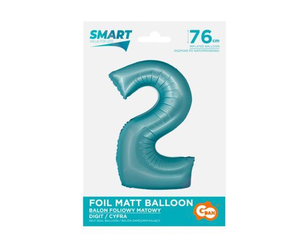 BALON FOLIOWY SMART CYFRA 2 J.NIEBIESKA MAT 76CM