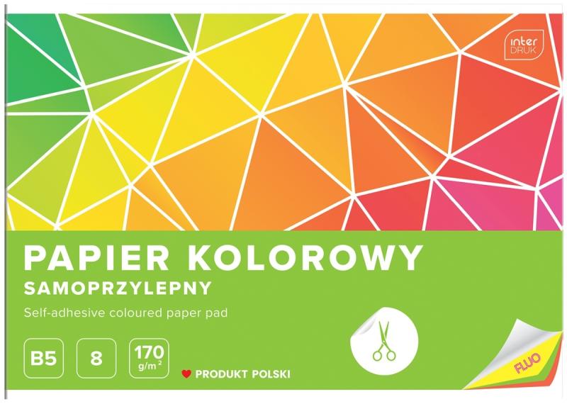 ZESZYT PAPIERÓW KOLOROWYCH B5 INTER SAMOPRZYLEPNY FLUO