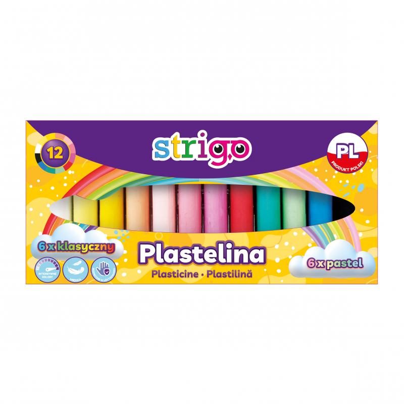 PLASTELINA 12 (6X KLASYCZNY, 6X PASTELOWY) STRIGO