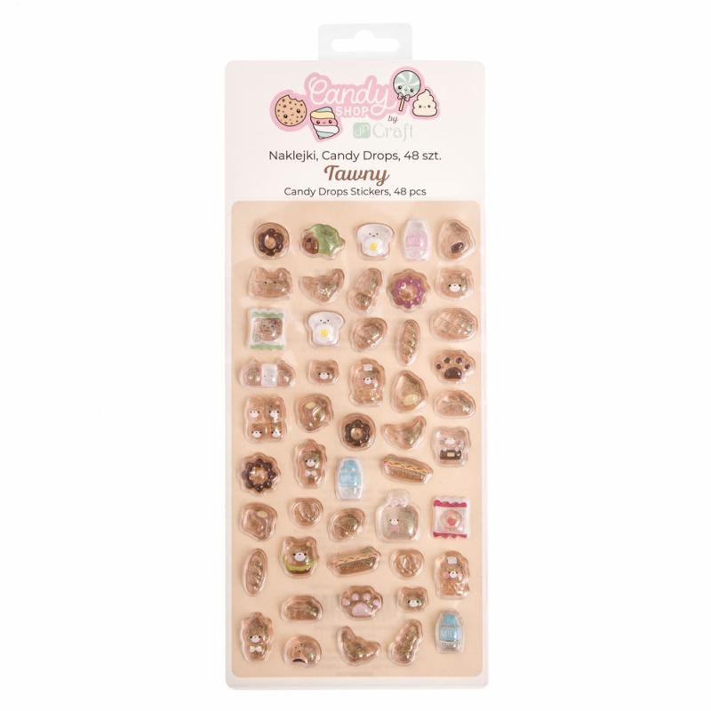NAKLEJKI CANDY DROPS, 48 SZT. - TAWNY