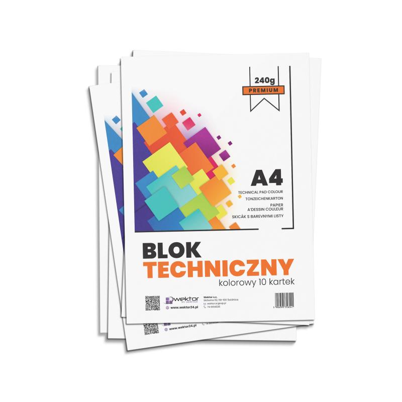 BLOK TECHNICZNY A4/10 KOLOR 240G PREMIUM WEKTOR