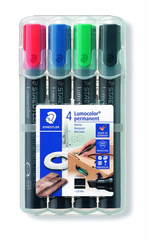 MARKER LUMOCOLOR WODOODP. 4 KOLORY GRUBY, ŚCIĘTY