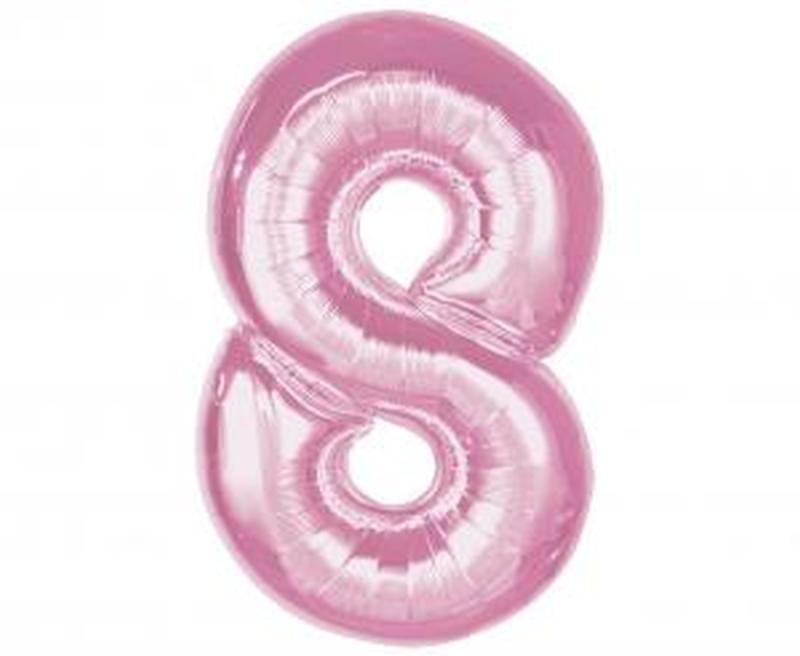 BALON FOLIOWY SMART CYFRA 8 JASNO RÓŻOWY 92CM