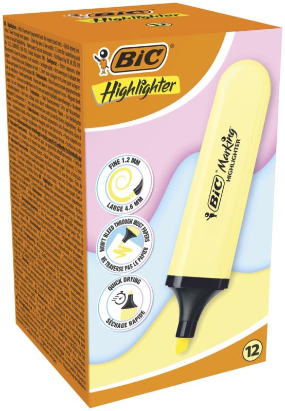 ZAKREŚLACZ BIC HIGHLIGHTER FLAT ŻÓŁTY PASTEL