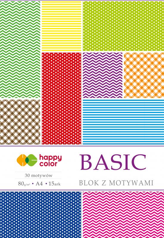 BLOK Z MOTYWAMI A4/15 BASIC 80G/M2 30 MOTYW HAPPY COLOR