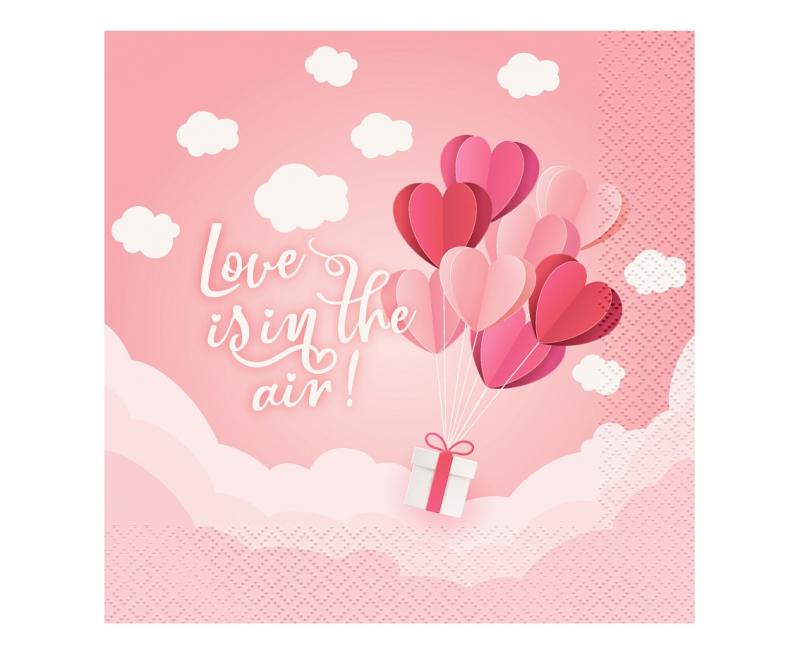 SERWETKI KOLEKCJA LOVE IS IN THE AIR RÓŻOWE 33X33CM