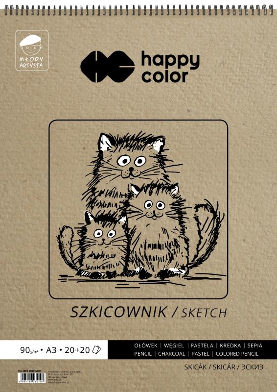 SZKICOWNIK NA SPIRALI A3/40 MŁODY ARTYSTA 80/90G Happy Color