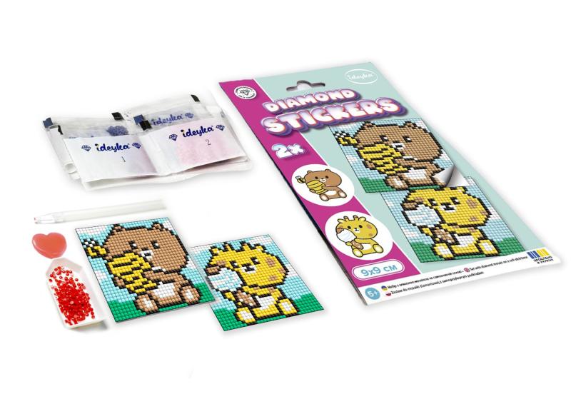 ZESTAW DO MOZAIKI DIAMENTOWEJ KIDS NA SAMOPRZYLEPNEJ PODSTAWIE KAPIBARA SIĘ BAWI 9X9CM