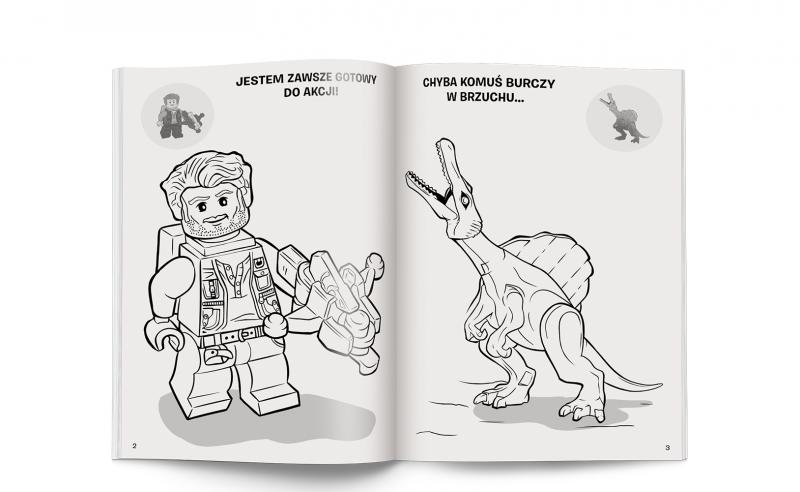 KSIĄŻECZKA LEGO JURASSIC WORLD. KOLOROWANKA Z NAKLEJKAMI