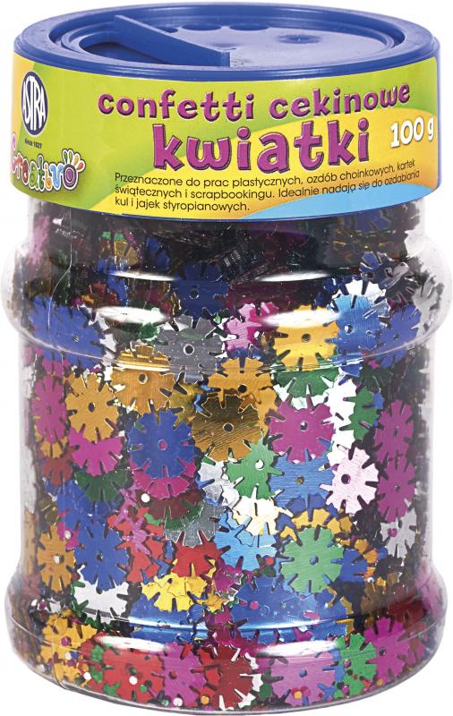 KONFETTI CEKINOWE KWIATKI MIX KOLORÓW 100g