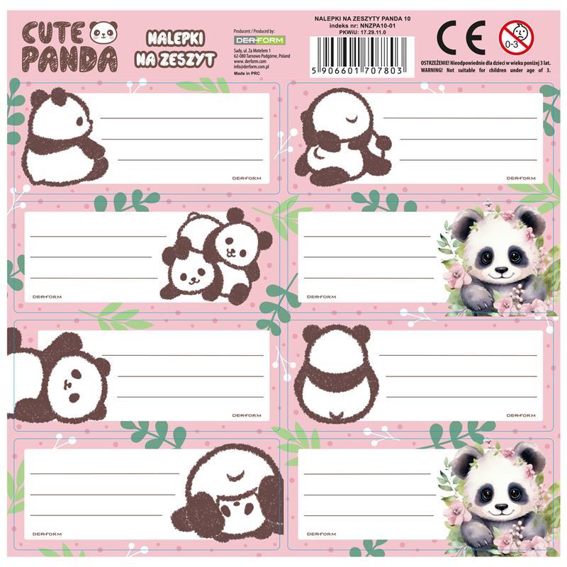 NAKLEJKI NA ZESZYTY PANDA 10 A25