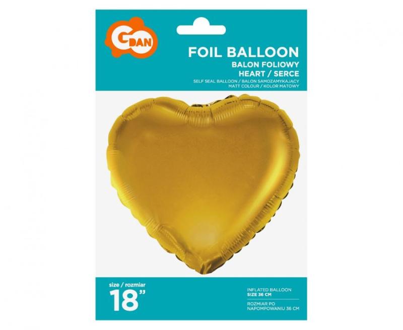 BALON FOLIOWY SERCE MAT ZLOTE 18