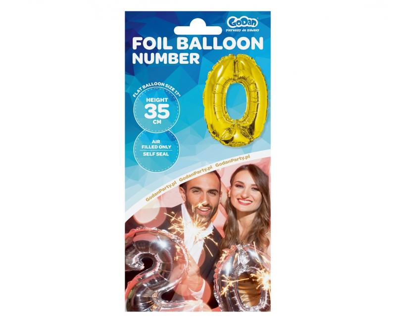 BALON FOLIOWY CYFRA 0 ZŁOTA 35