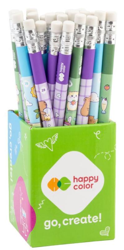 OŁÓWEK DO NAUKI PISANIA TRÓJKĄTNY JUMBO Z GUMKĄ 2B KAPIBARA YUMMY YUM A/24 HAPPY COLOR