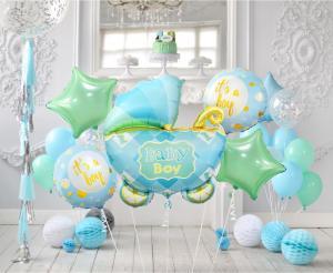BALONY FOLIOWE ZESTAW WÓZEK NIEBIESKI A5