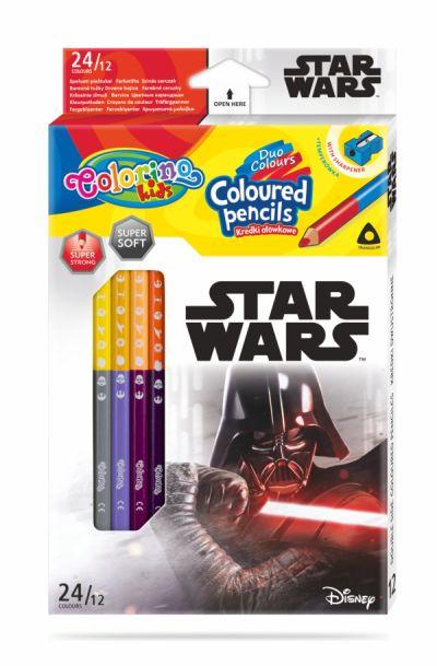 KREDKI OŁÓWKOWE 12/24 COLORINO TRÓJKĄTNE STAR WARS DISNEY