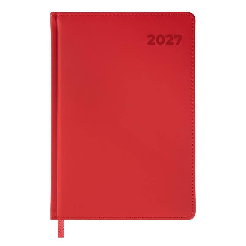 KALENDARZ KSIĄŻKOWY A5 DZIENNY CZERWONY 2027