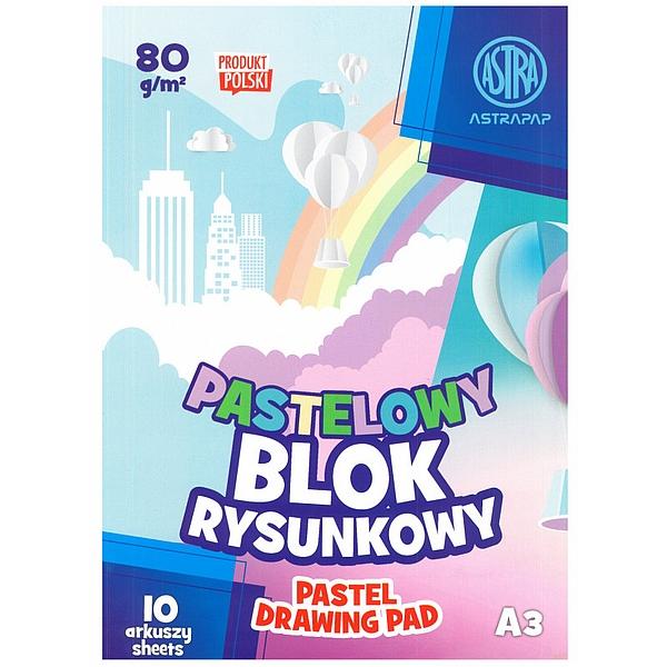 BLOK KOLOROWY A3/10 BARWIONY W MASIE ASTRAPAP PASTEL 80G