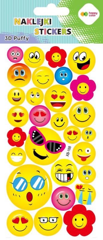 NAKLEJKI 3D PUFFY-FUNNY EMOTICON 9,5CMX22CM HAPPY COLOR