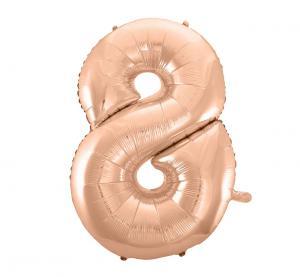 BALON FOLIOWY B&C CYFRA 8 RÓŻOWO-ZŁOTA 92CM