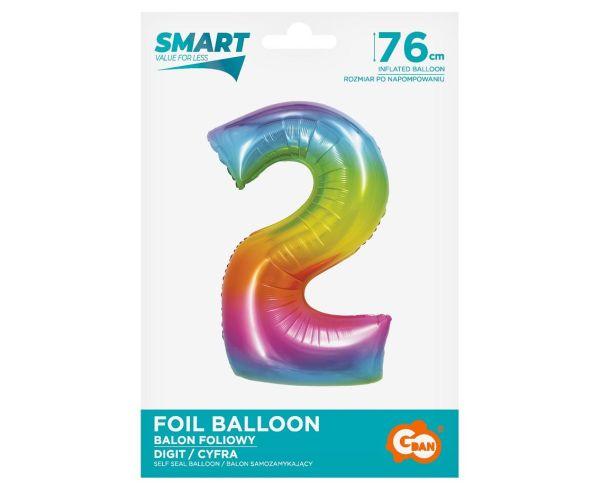 BALON FOLIOWY SMART 2 TĘCZOWY 76CM