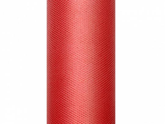TIUL GŁADKI CZERWONY 0,15X9M