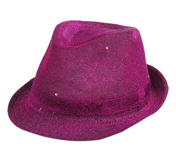 KAPELUSZ ŚWIECĄCY BROKAT PURPURA