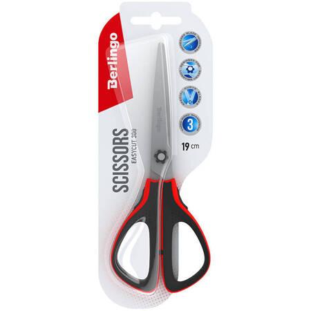 NOŻYCZKI 19 BERLINGO EASYCUT 300 SOFT GRIP MIĘKKIE WSTAWKI CZERWONE