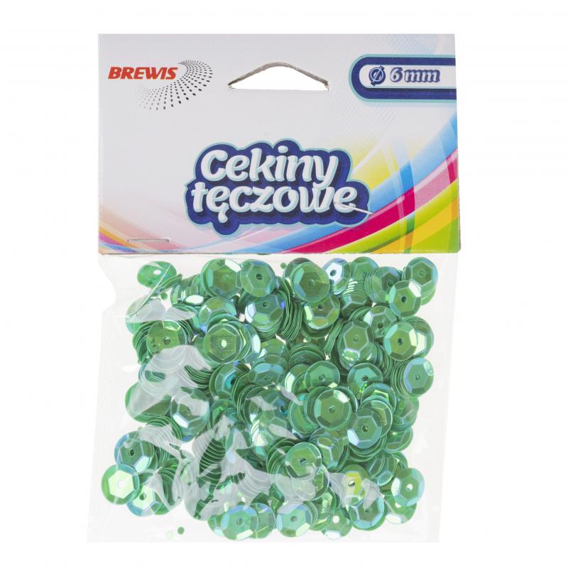 CEKINY TĘCZOWE 6MM C.ZIELONY