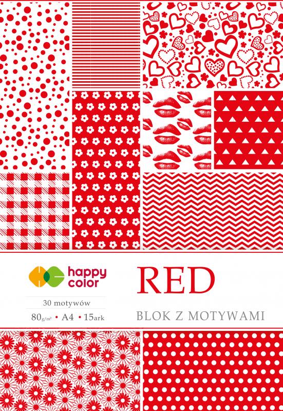 BLOK Z MOTYWAMI A4/15 RED 80G 30MOTYW HAPPY COLOR