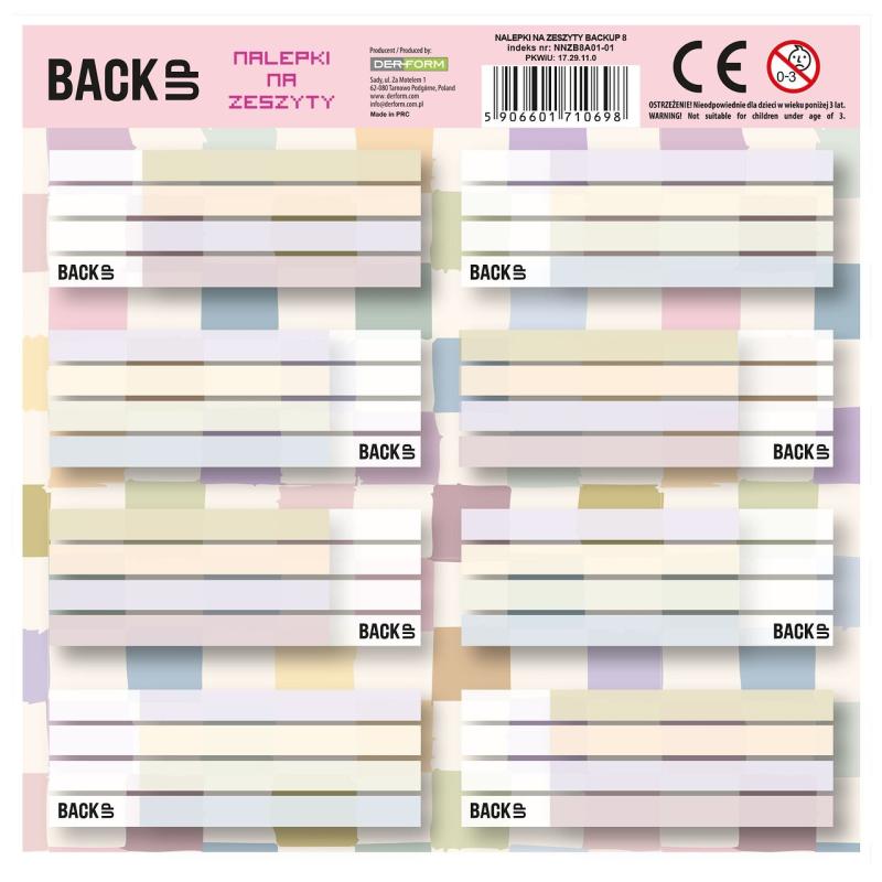 NAKLEJKI NA ZESZYTY BACKUP 8 A 01 A/25