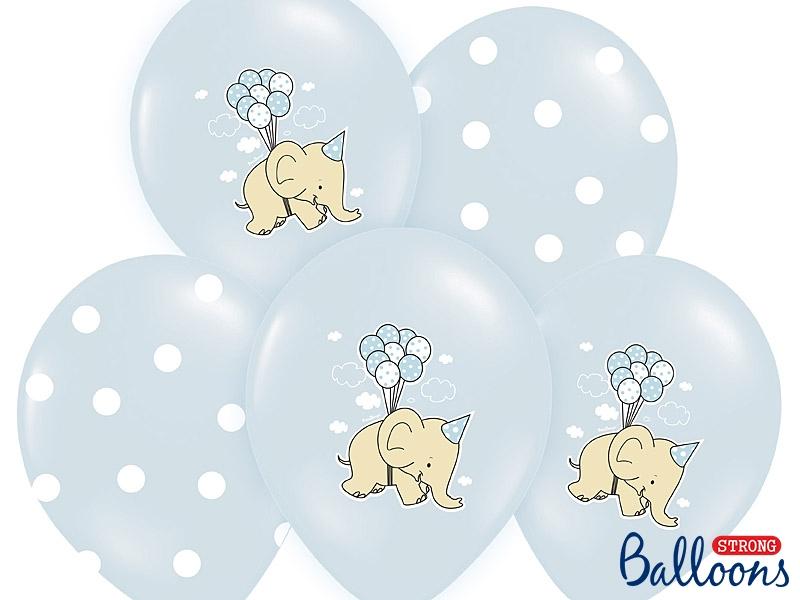 BALONY SŁONIK PASTEL BABY BLUE MIX 30CM