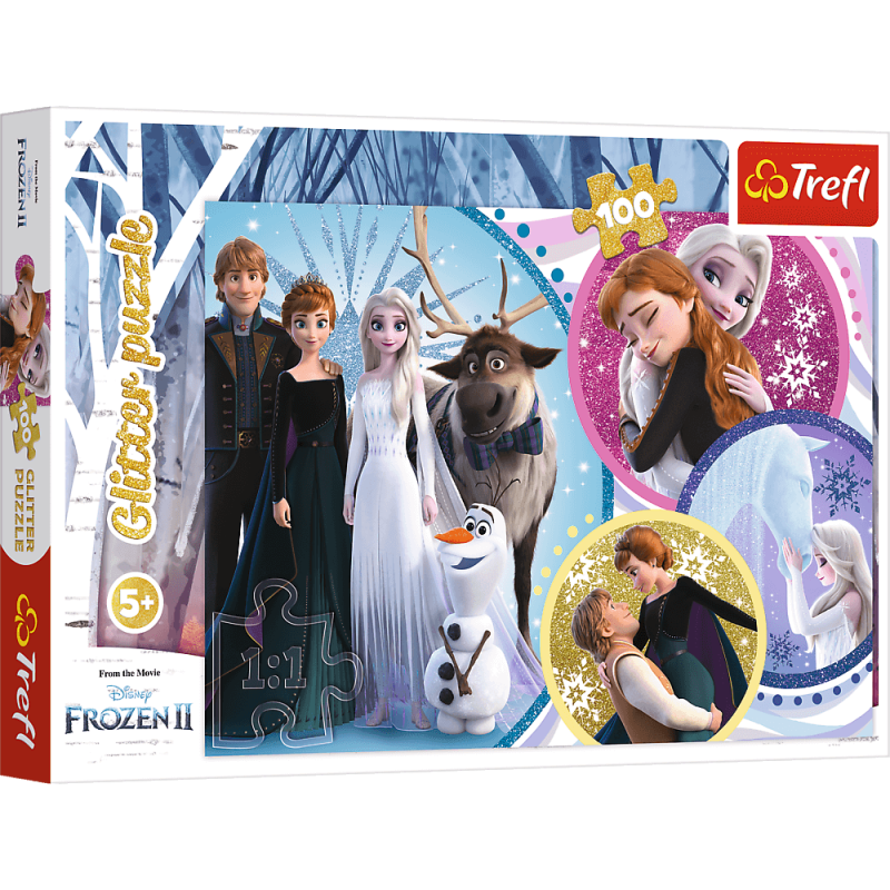 PUZZLE 100 GLITTER W BLASKU MIŁOŚCI FROZEN 2