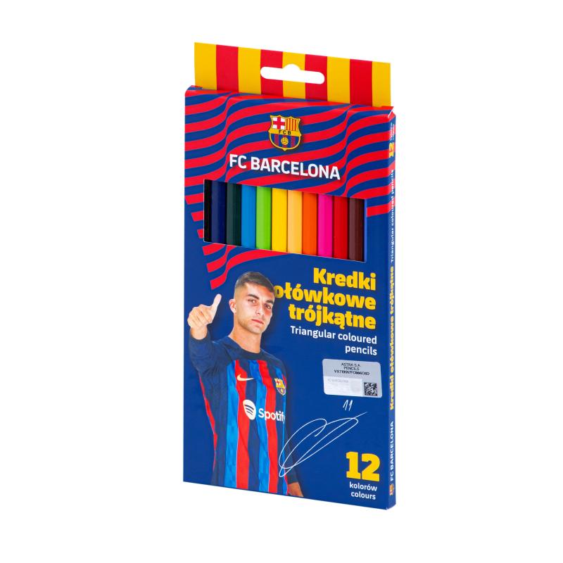 KREDKI OŁÓWKOWE 12 TRÓJKĄTNE FC BARCELONA - 12 kolorów