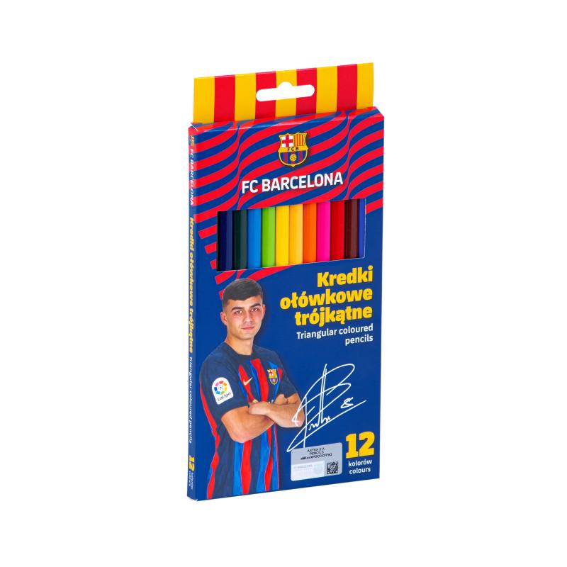 KREDKI OŁÓWKOWE 12 TRÓJKĄTNE FC BARCELONA - 12 kolorów