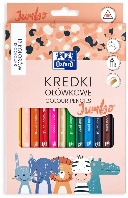 KREDKI 12 OŁÓWKOWE OXFORD KIDS JUMBO