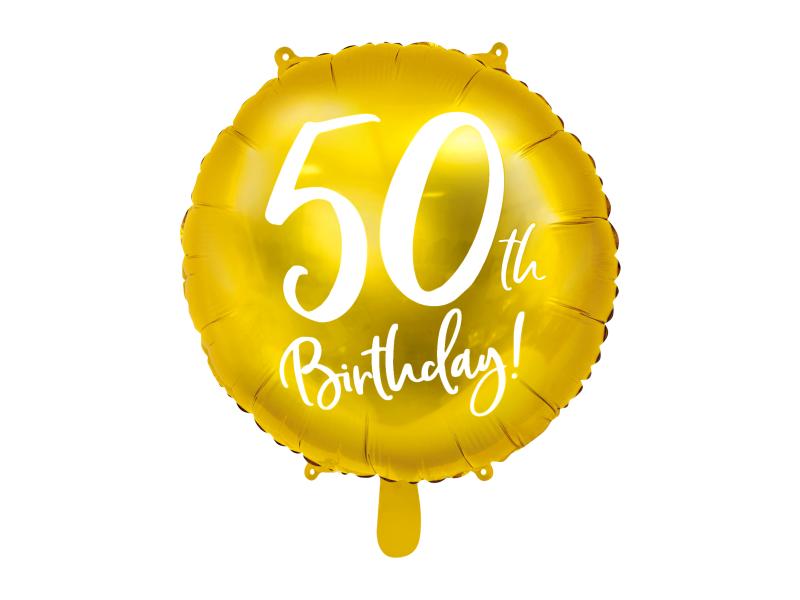 BALON FOLIOWY 50 URODZINY 45CM ZŁOTY