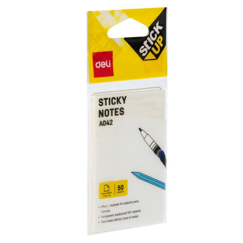 NOTES SAMOPRZYLEPNY 76X51MM 50 KARTEK TRANSPARENTNY DELI