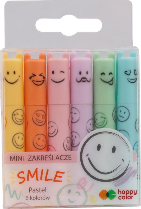 ZAKREŚLACZE MINI SMILE 6KOL. PASTEL GDD