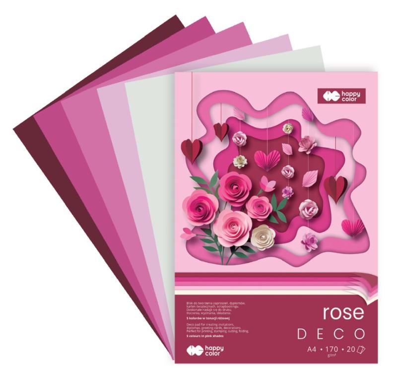 BLOK HOBBY DECO A4/20 ROSE 170G/M2 5 KOLORÓW HAPPY COLOR