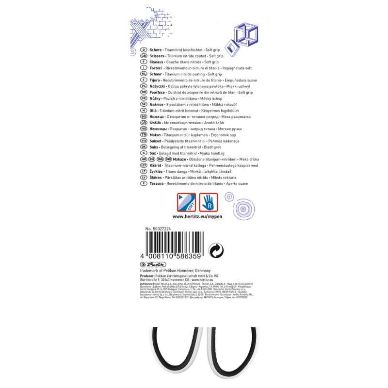 NOZYCZKI 17 CM HERLITZ MY PEN CZARNE