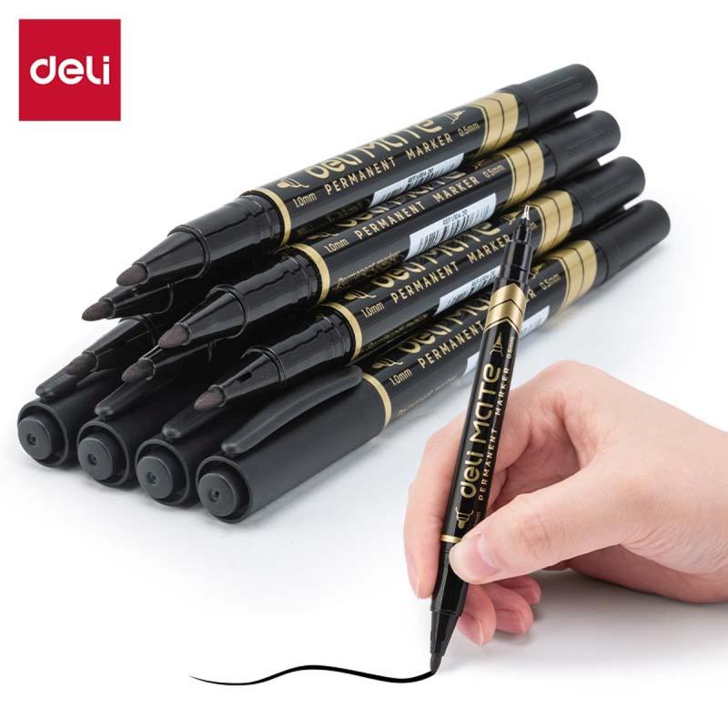 MARKER PERMANENTNY DWUSTRONNY CZARNY 1,0MM I 0,5MM CZARNY DELI A/12