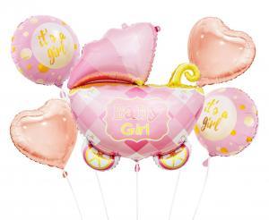 BALONY FOLIOWE ZESTAW WÓZEK RÓŻOWY A5