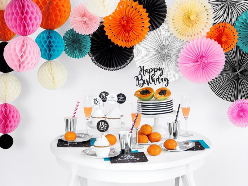TOPPER NA TORT HAPPY BIRTHDAY CZARNY