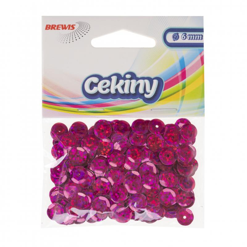 CEKINY HOLOGRAMOWE 6MM RÓŻOWE BREWIS