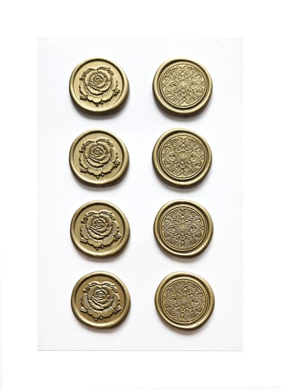 ODBICIE LAKOWE SAMOPRZYLEPNE RÓŻA I MANDALA, 8 szt./op.ZŁOTY PÓŁPRODUKT