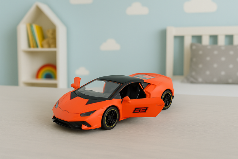 SAMOCHÓD SPORTOWY NAPĘD PULL BACK METALOWY POMARAŃCZOWY 1:43