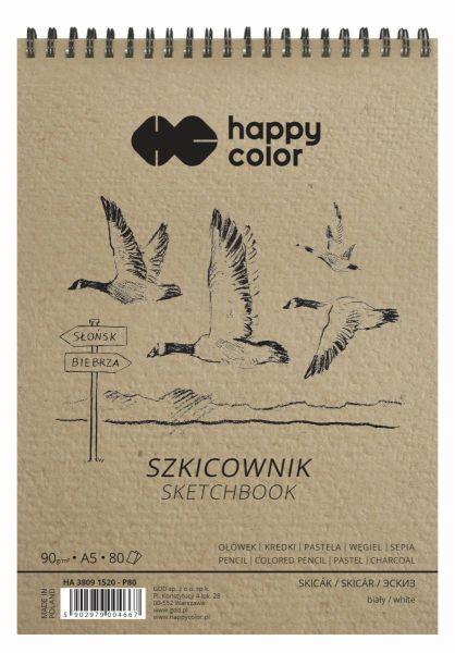 SZKICOWNIK A5/80 90G NA SPIRALI PTAKI HAPPY COLOR