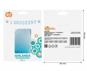 GIRLANDA PAPIEROWA 1 URODZINY NIEBIESKA 1,5M